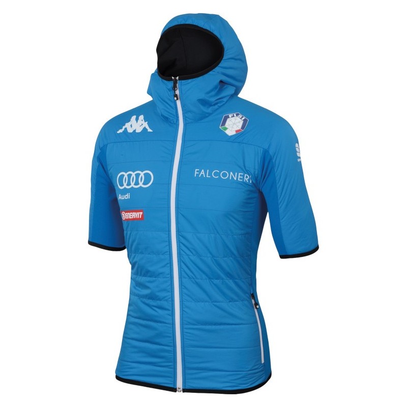 Oppvarming jakke Sportful Team Italia Kappa Puffy "Carbonio" blå Oppvarming jakke Sportful Team Italia Kappa Puffy "Carbonio" blå